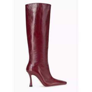 NEW $695 STAUD Cami Knee High Oxblood Burgundy Leather Tall Boots EU 41/11